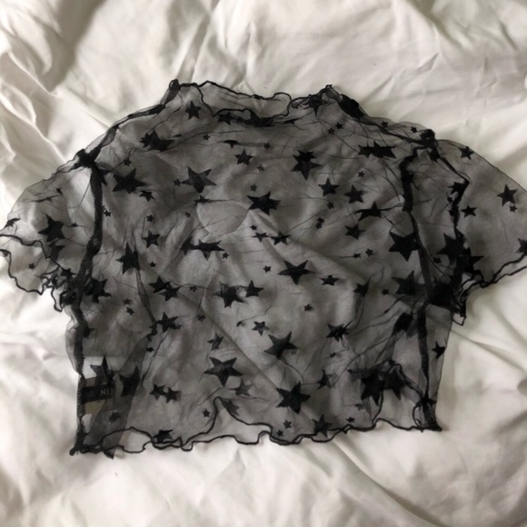 Brandy Melville Tops - Mesh Cropped Star Tee